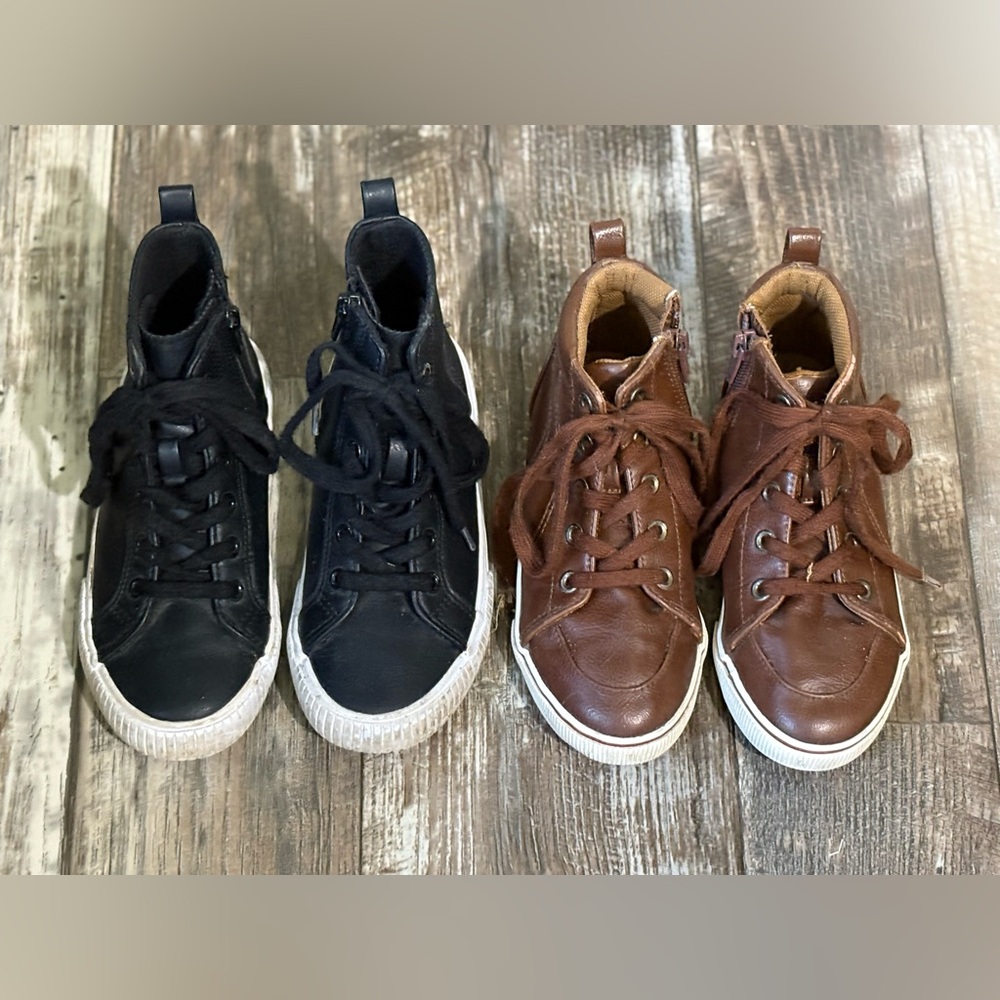 2 Pairs of Cat & Jack Lace-Up Zipper Sneaker Boots - Brown & Black - Size 13